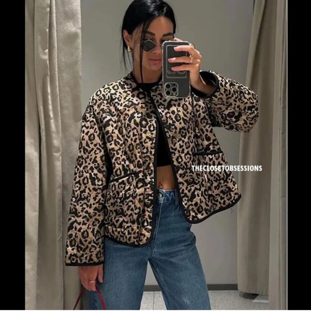 NWT Zara ANIMAL PRINT PUFFER JACKET